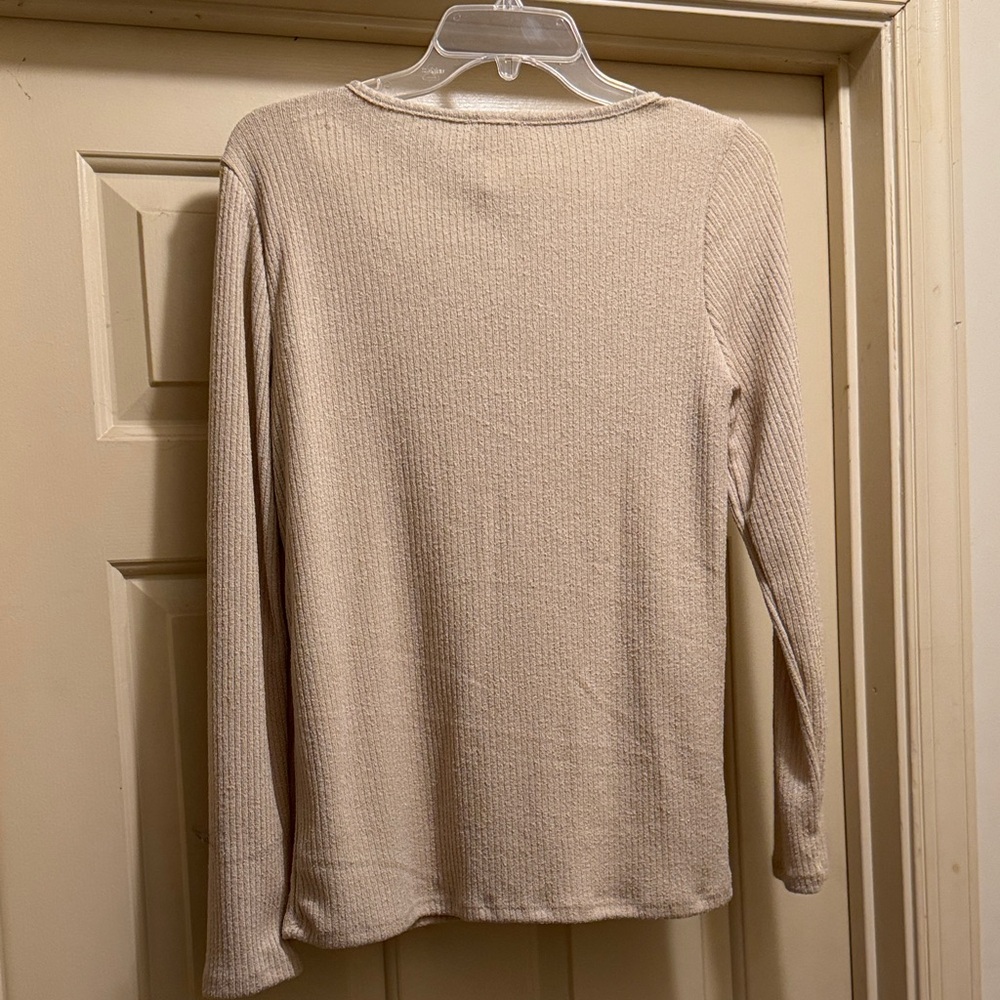 BiBi Beige Ribbed Cutout Top - Picture 4 of 5